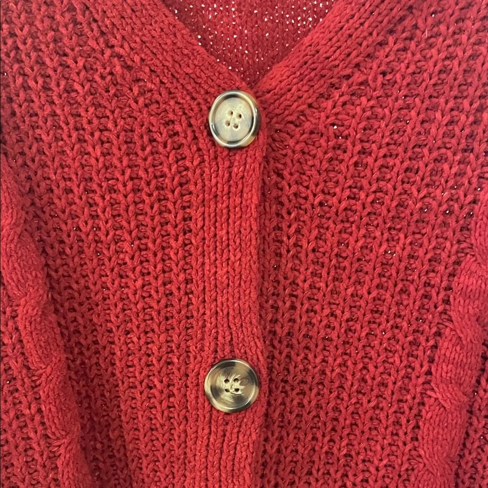 True Craft Deep Red Cardigan Sweater - Picture 5 of 6